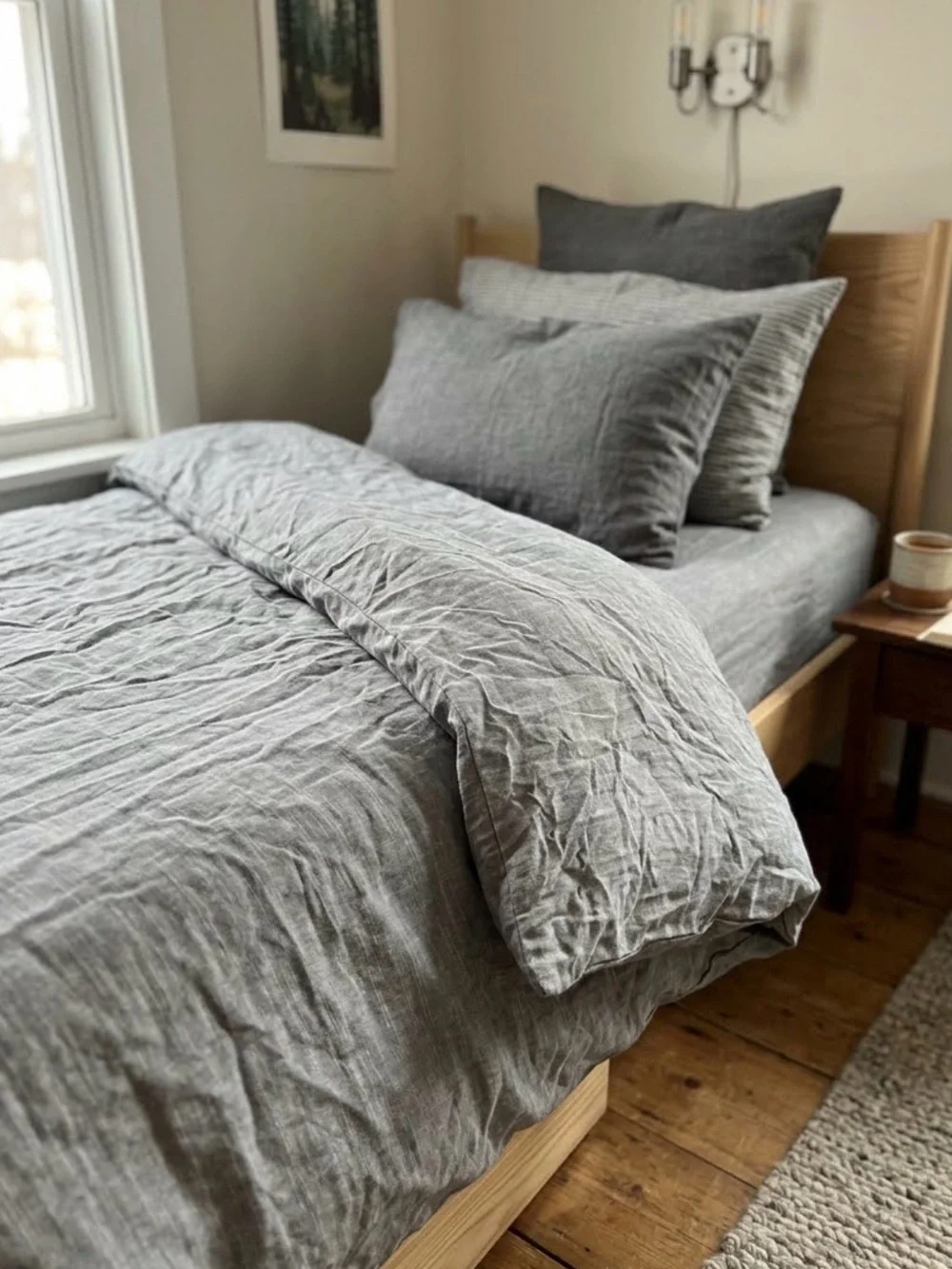 Pottery Barn Teen Twin Organic Cotton Duvet Cover - Heathered Gray.